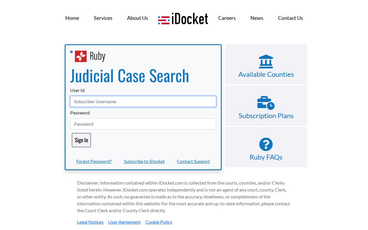 Coke County case lookup subscriber sign-in controls