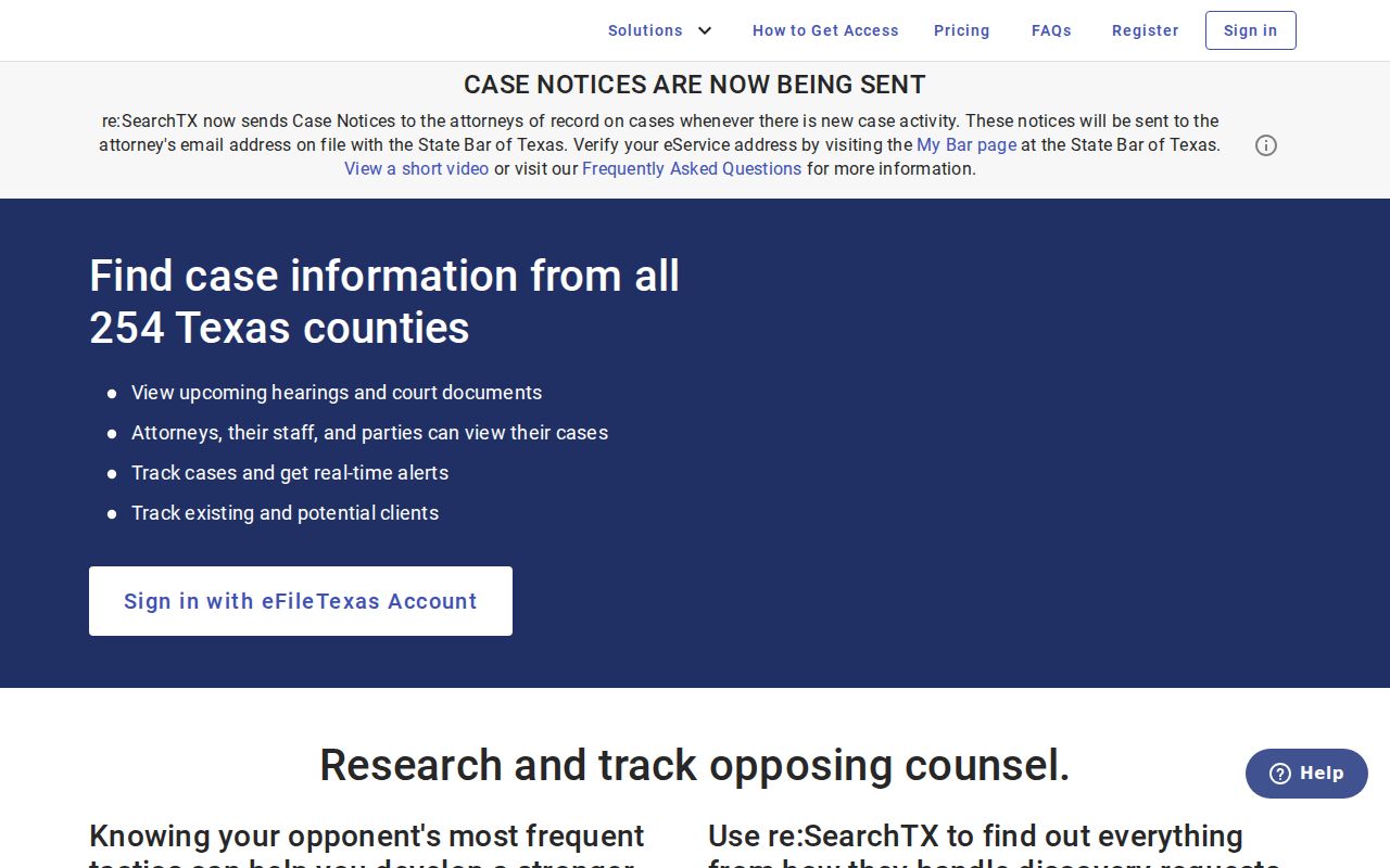 Coke County court docket access through the official re SearchTX portal